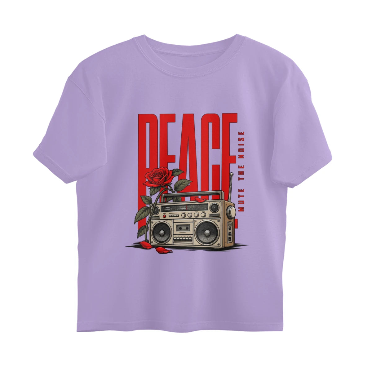 Unlivables IGNORE Oversized Graphic T-Shirt – Live in Peace - Iris Lavender
