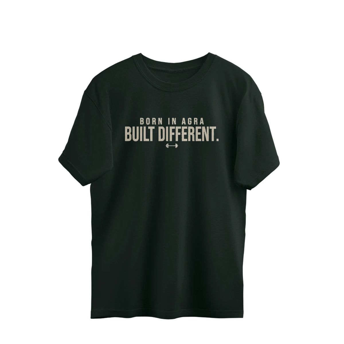 Unleavables Born in Agra. Built Different |Oversized Cotton T-Shirt. - Bottle Green