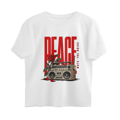Unlivables IGNORE Oversized Graphic T-Shirt – Live in Peace - White