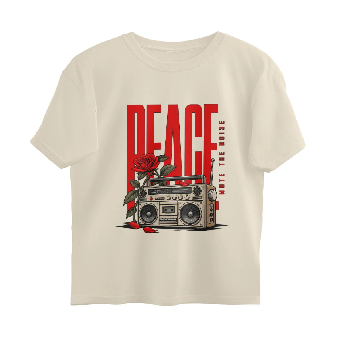 Unlivables IGNORE Oversized Graphic T-Shirt – Live in Peace - Off White
