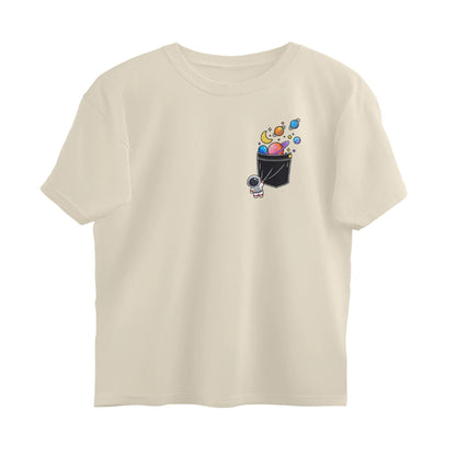 Space Theme T-Shirt , Unisex, Breathable Cotton Material - Off White