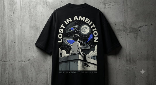Lost in Ambition Oversized Graphic T-Shirt – Cosmic Dreamer Streetwear Tee