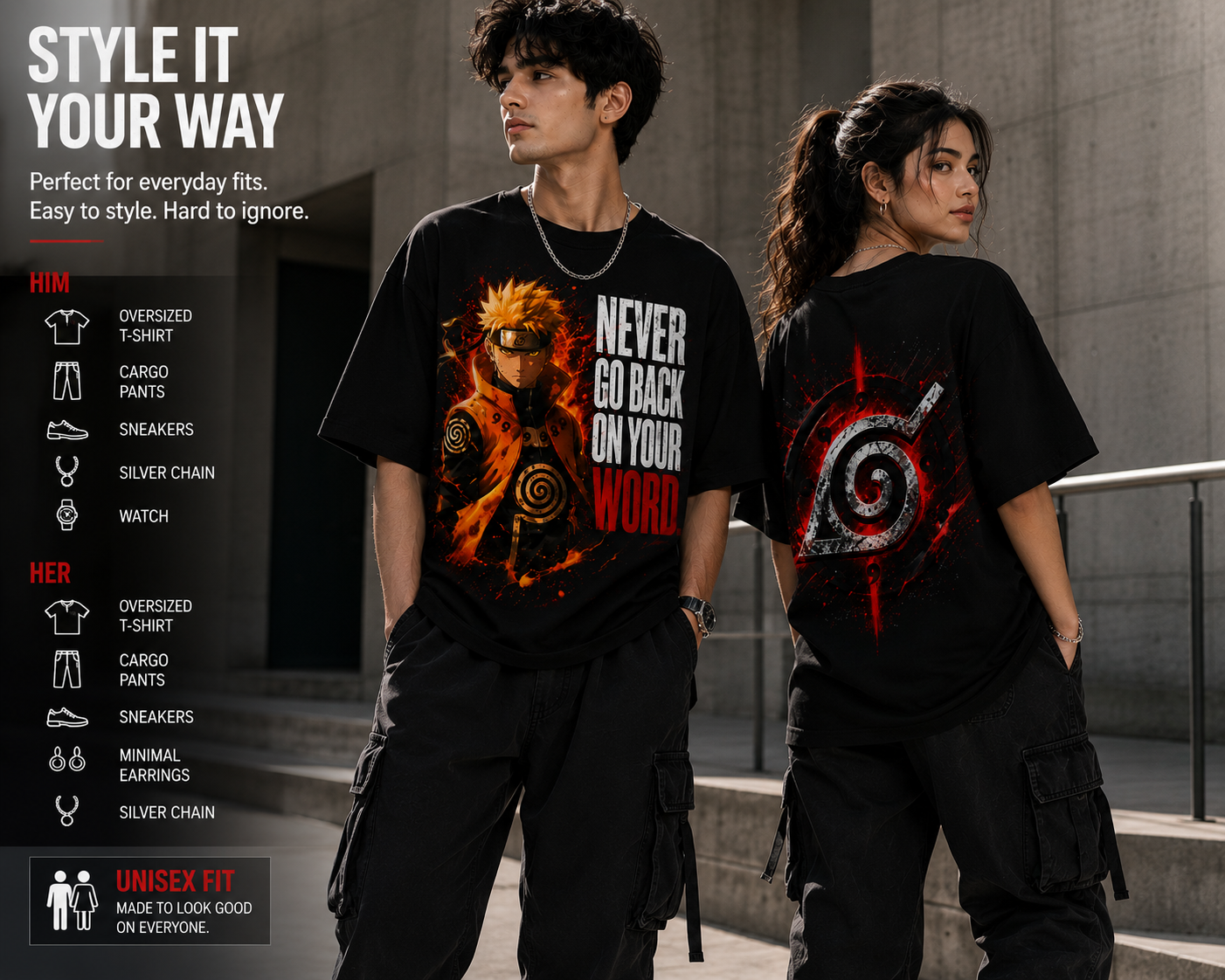 Conviction A7 | Naruto Oversized Premium Graphic T-Shirt | Unisex