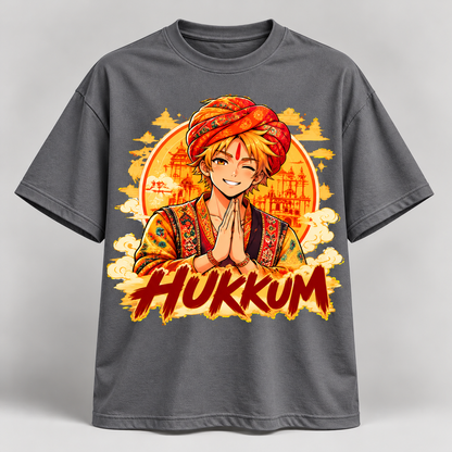 Hukkum Anime-Inspired Graphic Oversized T-Shirt – Desi Festive Edition