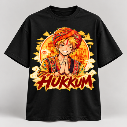 Hukkum Anime-Inspired Graphic Oversized T-Shirt – Desi Festive Edition