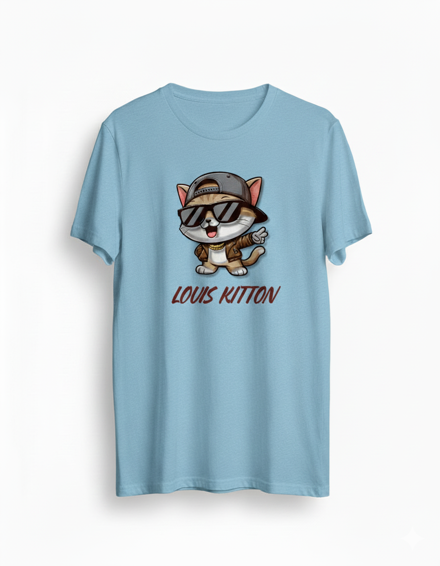 Unleavables Louis Kitton Cat Print T-Shirt | Unisex Regular Fit | 100% Cotton