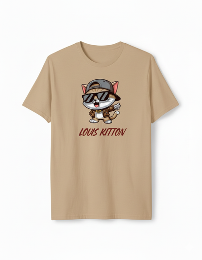 Unleavables Louis Kitton Cat Print T-Shirt | Unisex Regular Fit | 100% Cotton