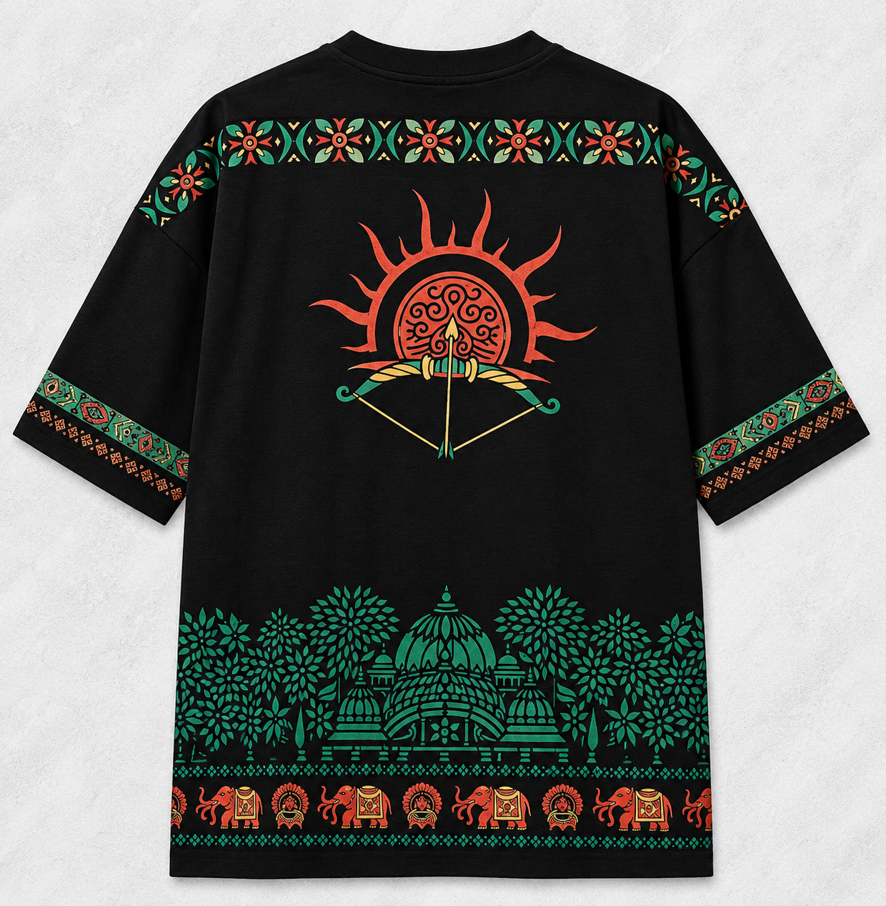 Indian Heritage Folk Art Oversized Graphic Tee – Bold Ethnic Streetwear