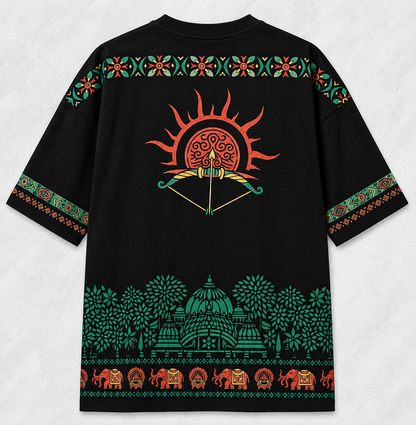 Indian Heritage Folk Art Oversized Graphic Tee – Bold Ethnic Streetwear