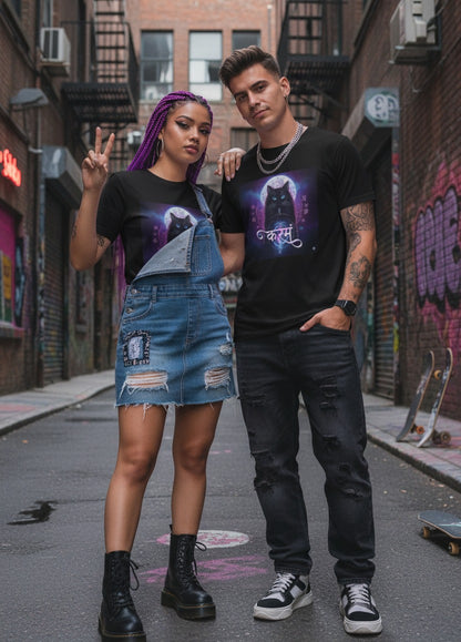 Unleavables | Cosmic Cat Karma T-shirt | Regular Unisex | 100% Cotton