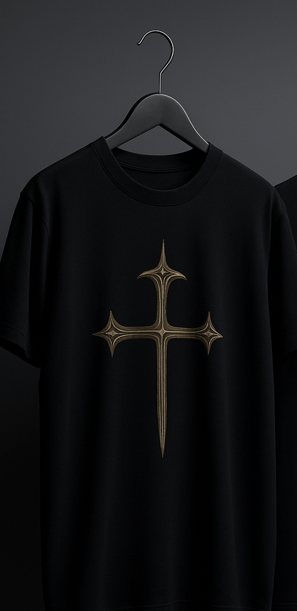 NOX Oversized Angel Wings & Cross Gothic Graphic T-Shirt: Unisex | Unleavables | 100% Cotton | Round Neck