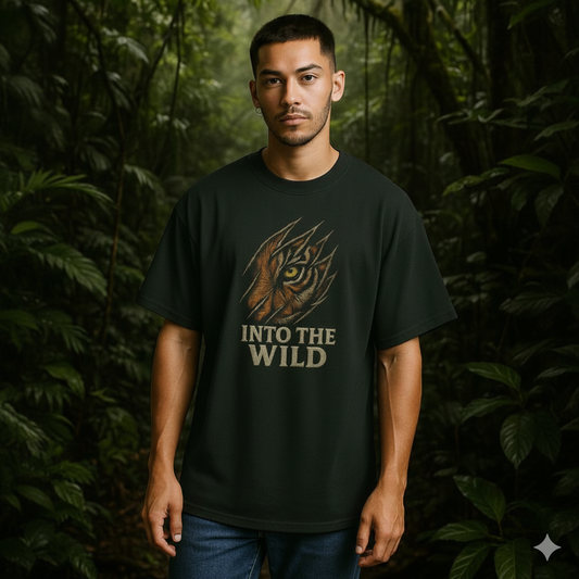 Unleavables Men’s Oversized T-Shirt – Into the Wild Graphic Tee
