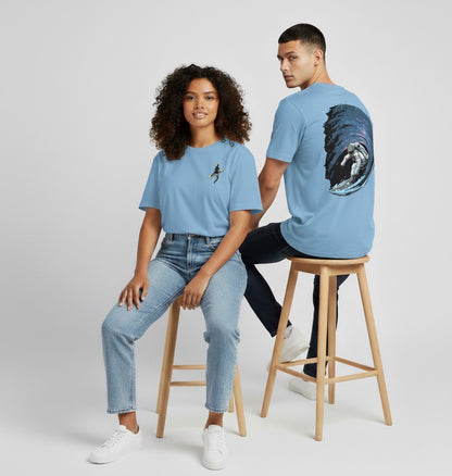 Unleavables Unisex Astronaut Surfing T-Shirt | Oversized Cotton Streetwear Graphic Tee for Men & Women | 100% Cotton