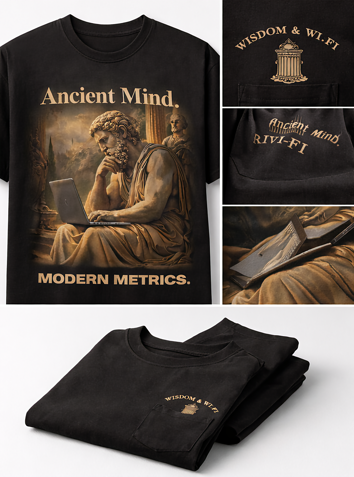 Ancient Mind Modern Metrics Philosopher Graphic T-Shirt