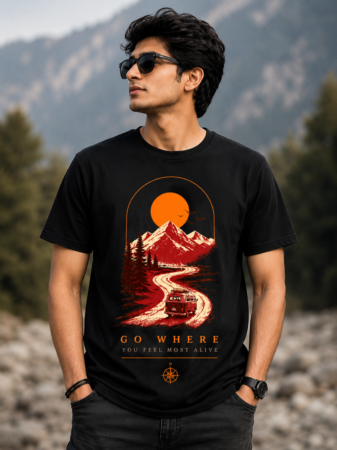 Unisex Oversized T-shirt | Travel Enthusiasts| Go Where You Feel Most Alive| 220 GSM bio-washed fabric | 100% combed cotton