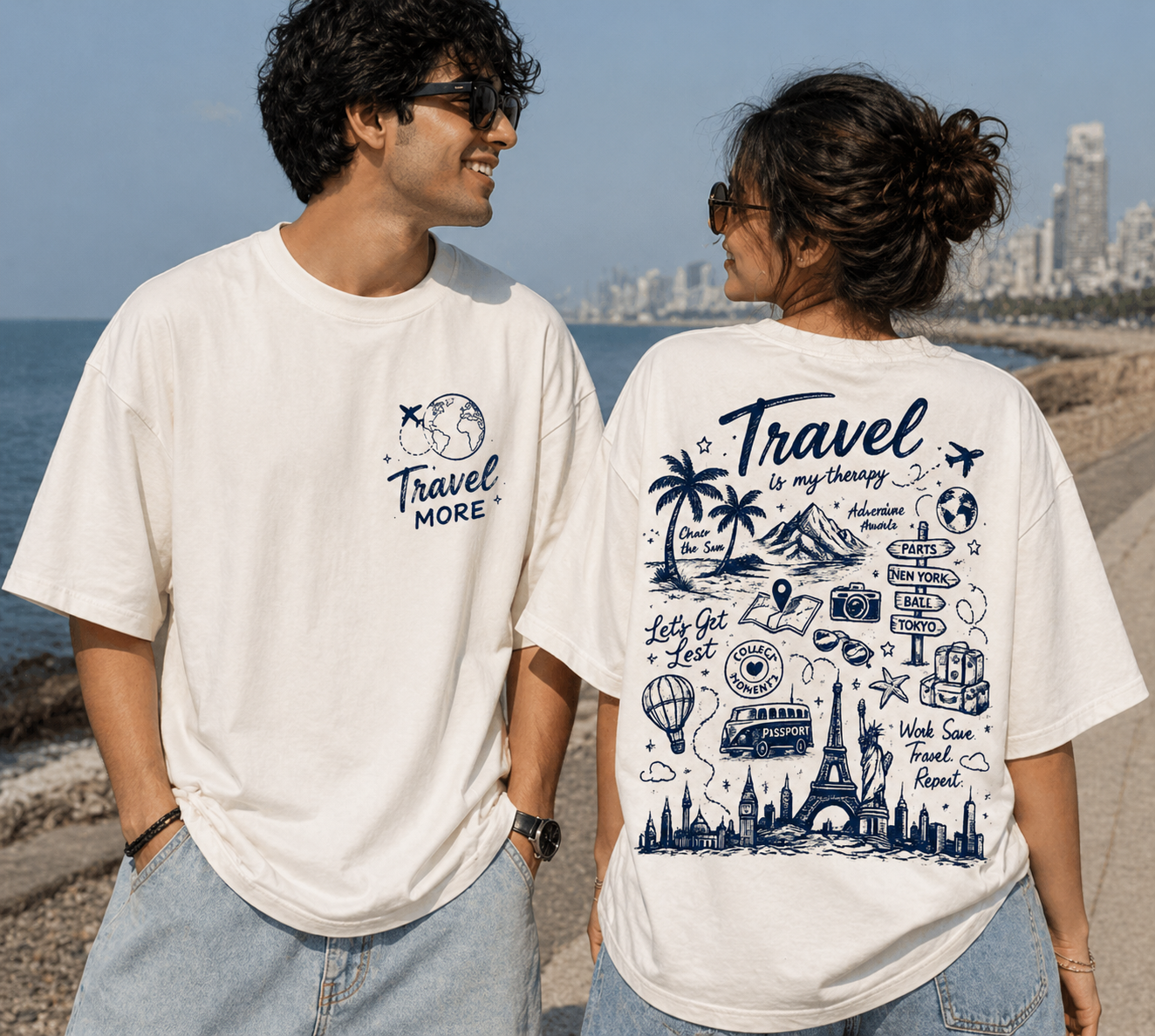 Unisex Travel Therapy Graphic Oversized T-Shirt