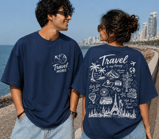 Unisex Travel Therapy Graphic Oversized T-Shirt