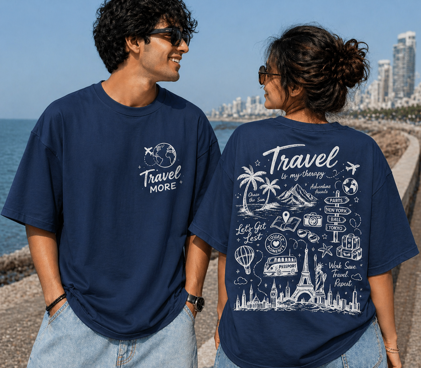 Unisex Travel Therapy Graphic Oversized T-Shirt