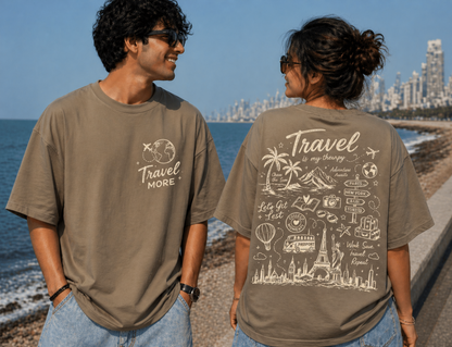 Unisex Travel Therapy Graphic Oversized T-Shirt