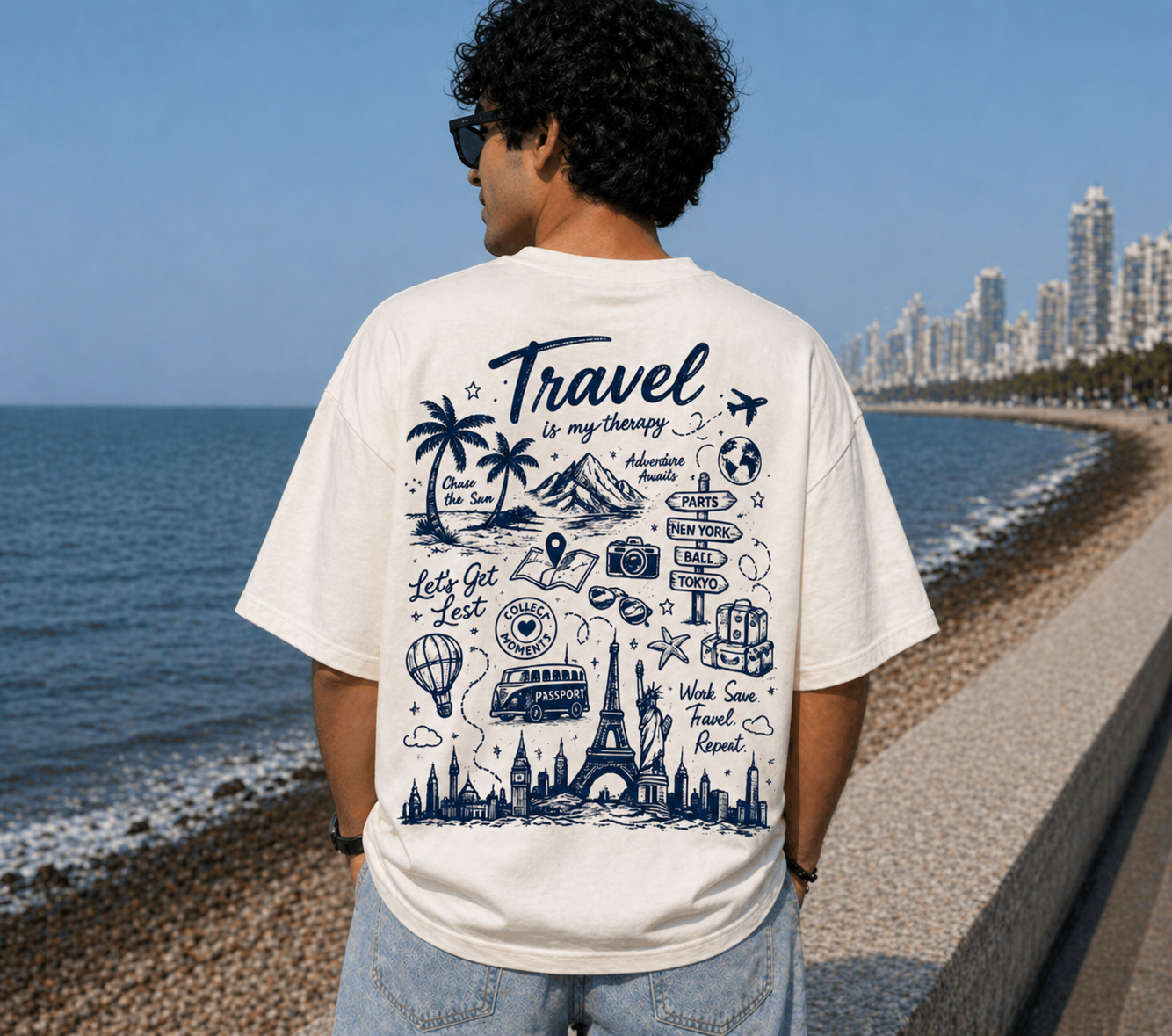 Unisex Travel Therapy Graphic Oversized T-Shirt
