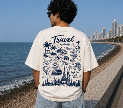 Unisex Travel Therapy Graphic Oversized T-Shirt