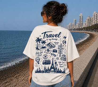 Unisex Travel Therapy Graphic Oversized T-Shirt