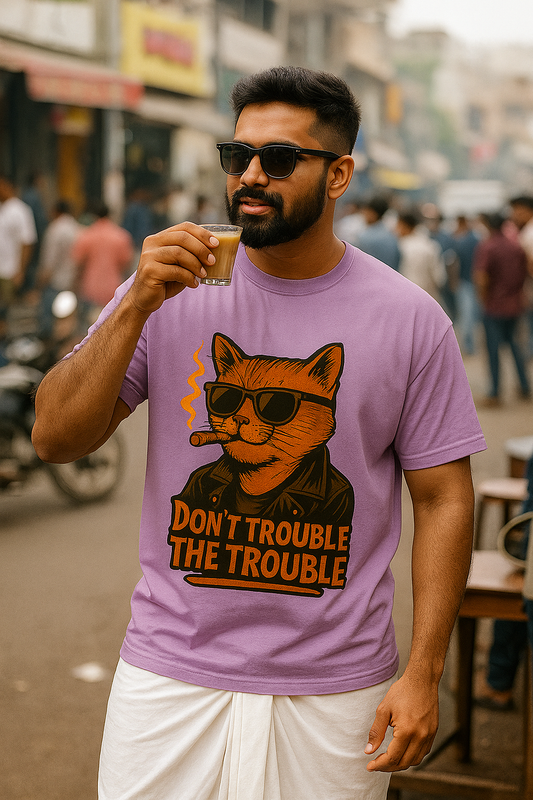 Unleavables Unisex Rogue Cat Oversized T-shirt | 100% Cotton | Graphic T-shirt for Cat Lovers | Baggy T-shirt for Men and Women