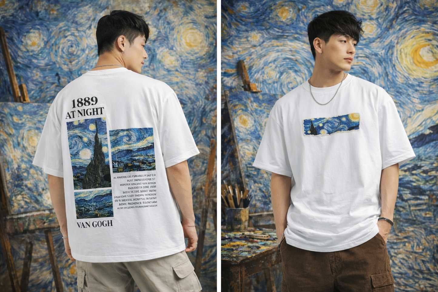 Van Gogh Starry Night Premium Oversized T-Shirt | 100% Cotton
