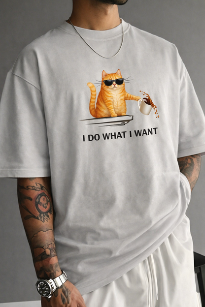 Unleavables “I Do What I Want” Cat T-Shirt | Unisex Oversized Tee | 100% Cotton Streetwear