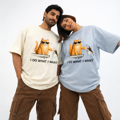 Unleavables “I Do What I Want” Cat T-Shirt | Unisex Oversized Tee | 100% Cotton Streetwear