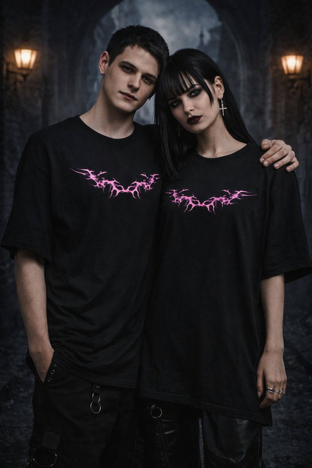 Black Gothic Printed T-Shirt, Unisex, 100% Cotton