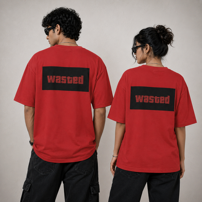Unleavables Oversized Graphic T-Shirt with GTA Wasted Pixel Print | Front and Back Side Print | Round Neck Relaxed Fit | Unisex T-Shirts