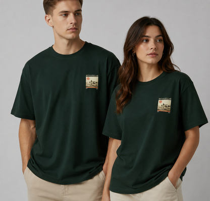 Intersteller Graphic Tee for Male & Female| Black & Bottle Green Oversized T-Shirt
