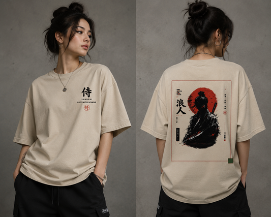 Shadow Ronin Oversized T-Shirt | Japanese Samurai Streetwear | Unisex