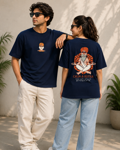 CALM-A-SUTRA Oversized Graphic Printed T-Shirt for Men & Women | Premium Cotton Drop Shoulder Round Neck