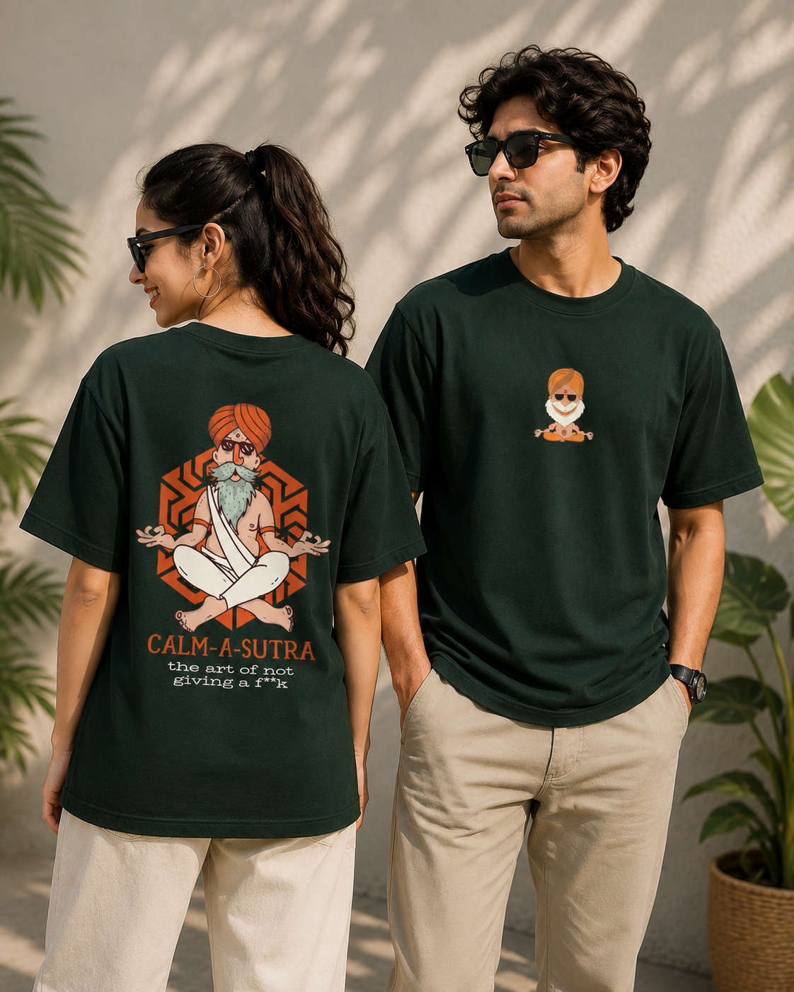 CALM-A-SUTRA Oversized Graphic Printed T-Shirt for Men & Women | Premium Cotton Drop Shoulder Round Neck