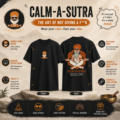 CALM-A-SUTRA Oversized Graphic Printed T-Shirt for Men & Women | Premium Cotton Drop Shoulder Round Neck