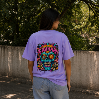 FAHHHH Funky Skull Oversized Graphic T-Shirt