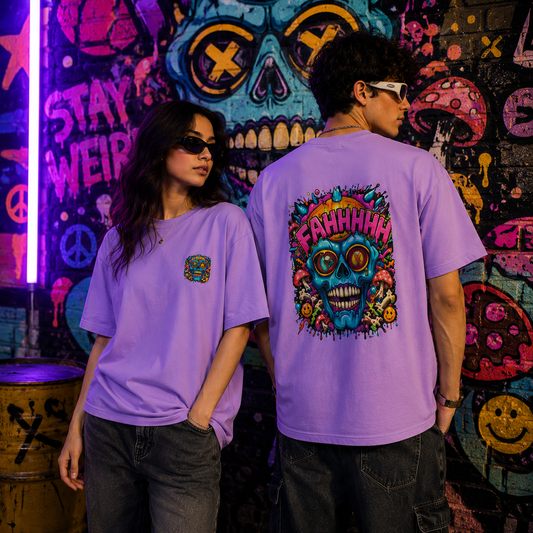 FAHHHH Funky Skull Oversized Graphic T-Shirt