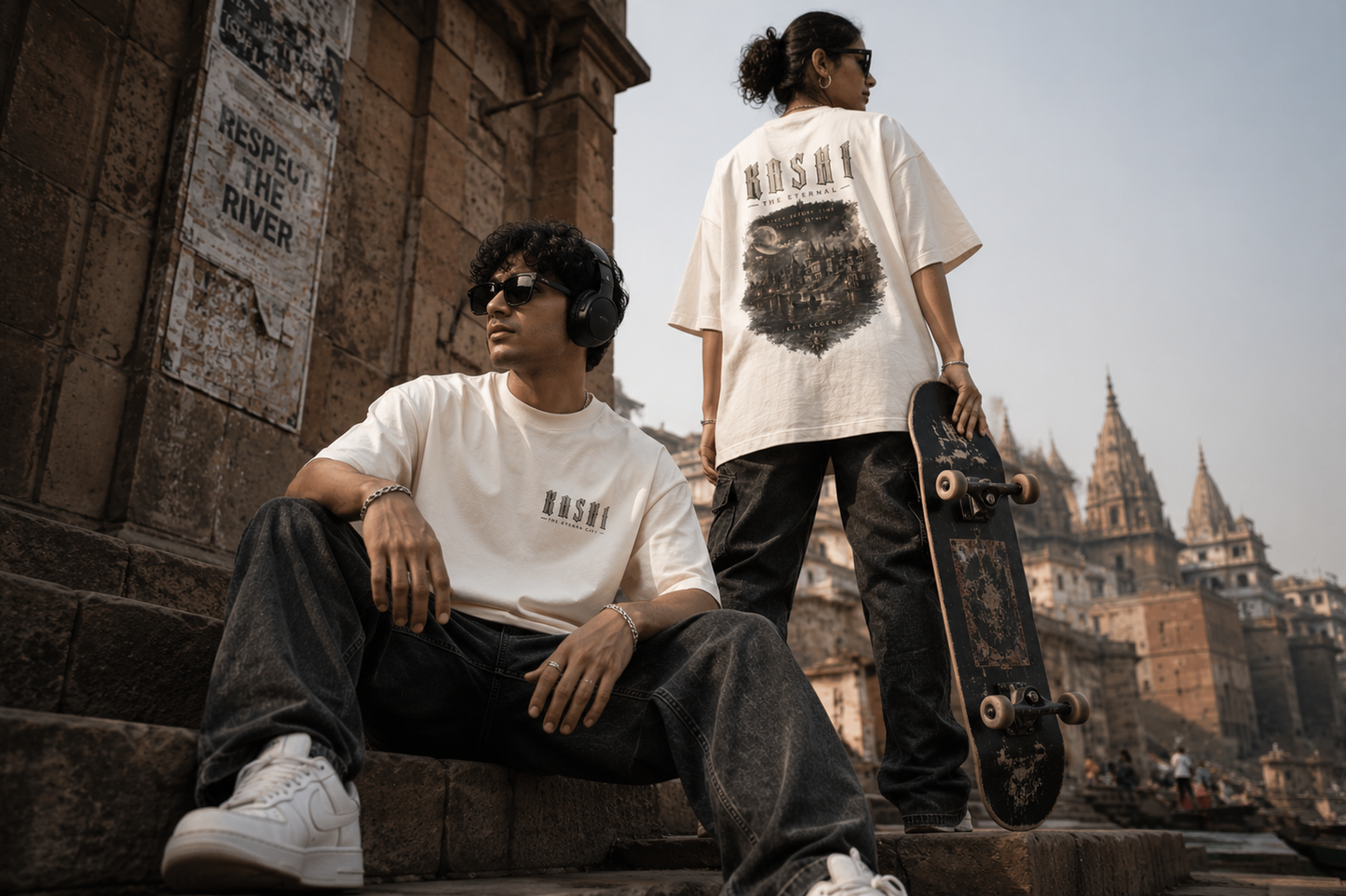 Kashi The Eternal City Men's Oversized T-Shirt | Varanasi Banaras Premium Cotton Streetwear