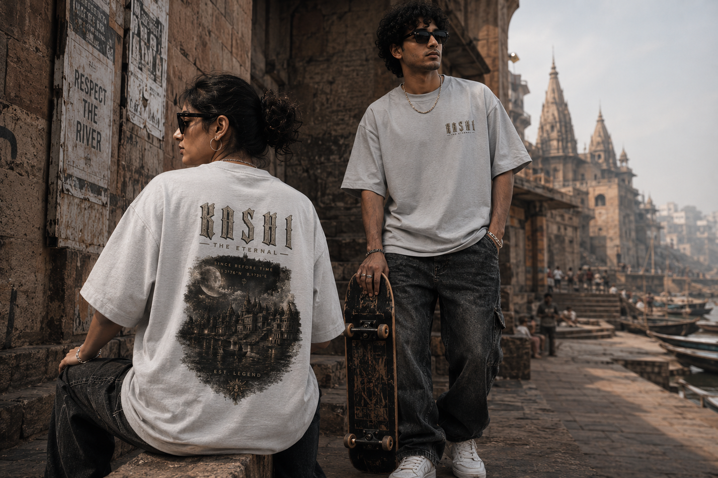 Kashi The Eternal City Men's Oversized T-Shirt | Varanasi Banaras Premium Cotton Streetwear