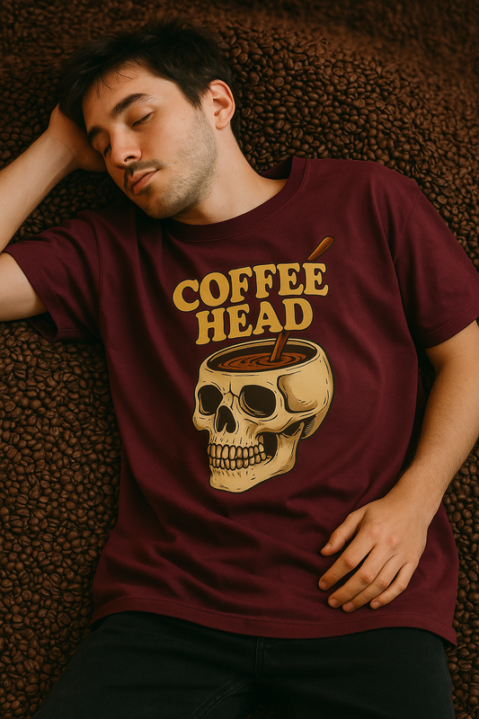 COFFEE HEAD DESIGN OVERSIZED T-SHIRT|LOOSE AND BOXY FIT|220 GSM|100% COMBED COTTON