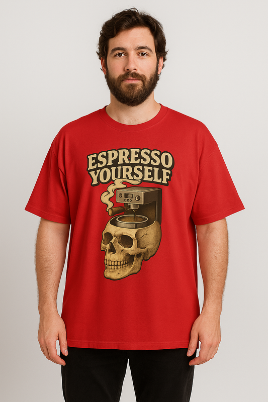 ESPRESSO YOURSELF DESIGN OVERSIZED T-SHIRT|LOOSE AND BOXY FIT|220 GSM|100% COMBED COTTON
