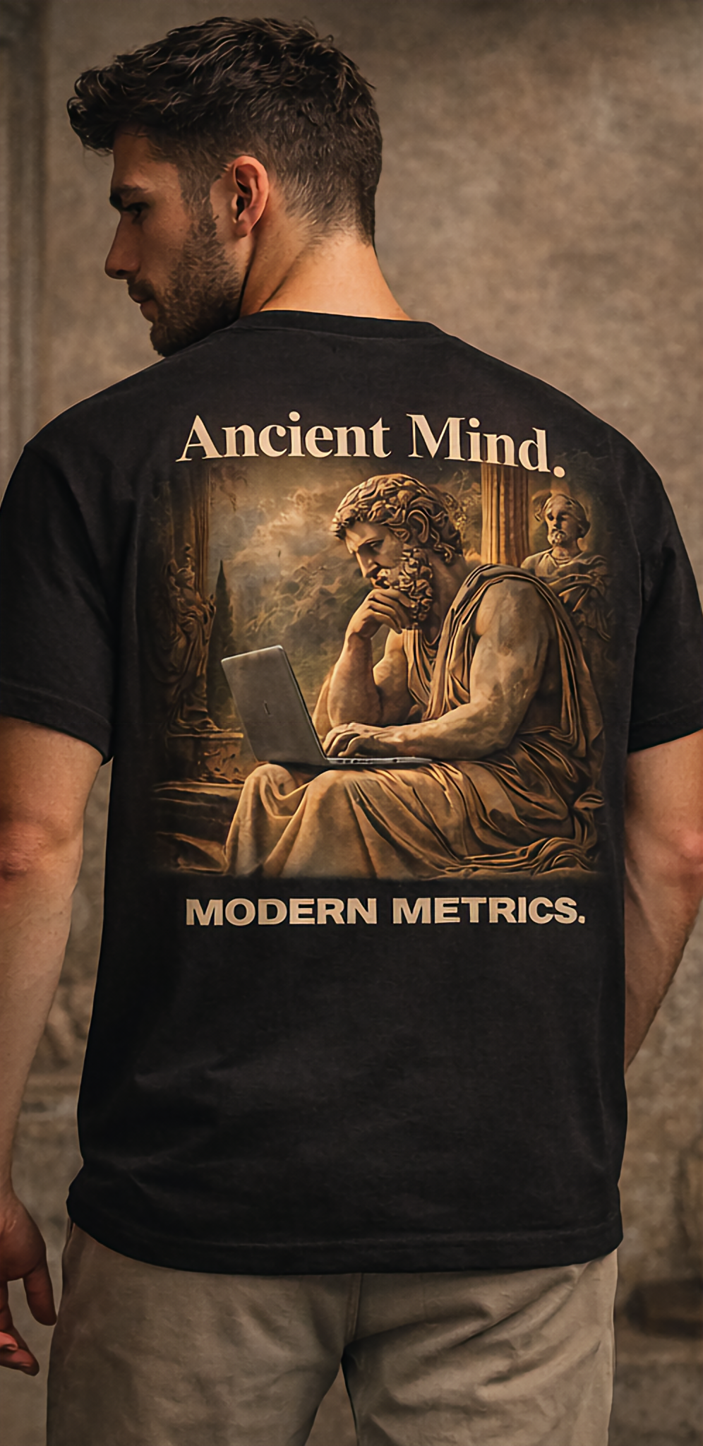 Ancient Mind Modern Metrics Philosopher Graphic T-Shirt