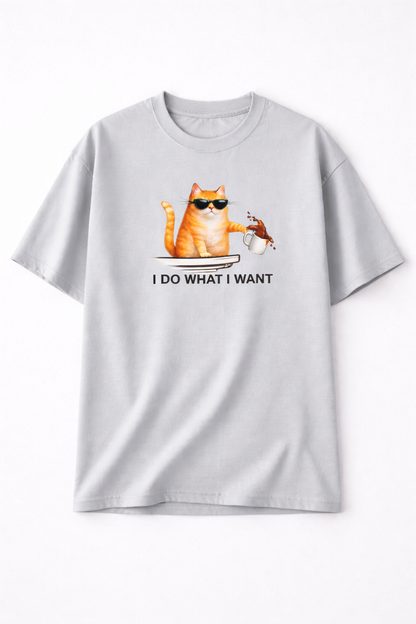 Unleavables “I Do What I Want” Cat T-Shirt | Unisex Oversized Tee | 100% Cotton Streetwear