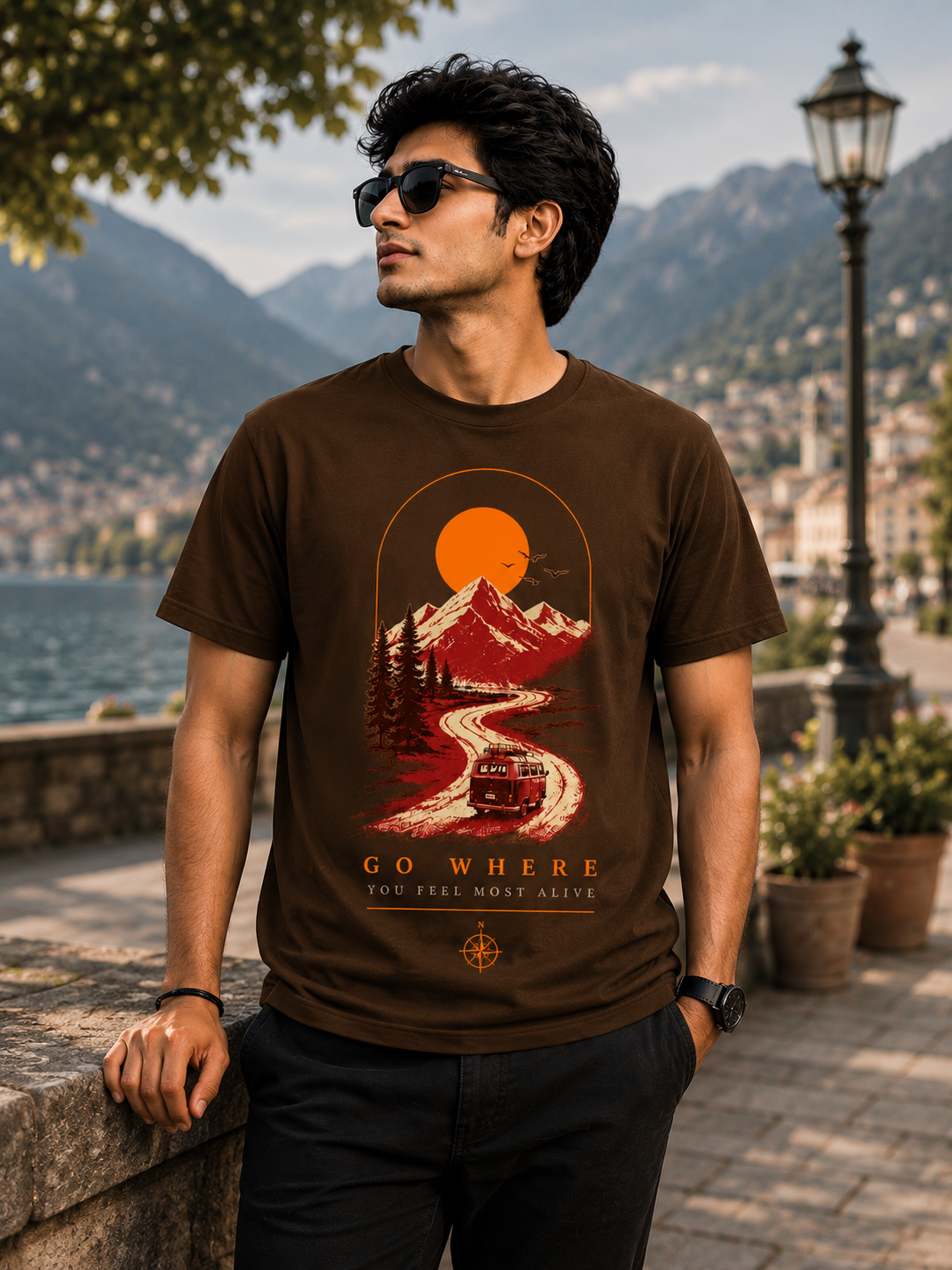 Unisex Oversized T-shirt | Travel Enthusiasts| Go Where You Feel Most Alive| 220 GSM bio-washed fabric | 100% combed cotton