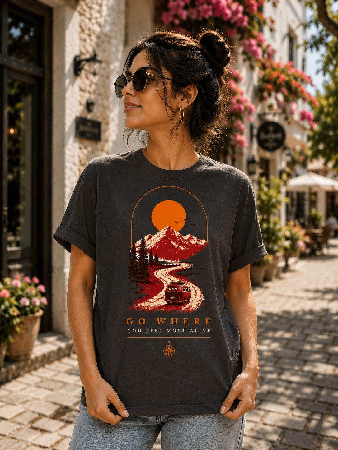 Unisex Oversized T-shirt | Travel Enthusiasts| Go Where You Feel Most Alive| 220 GSM bio-washed fabric | 100% combed cotton