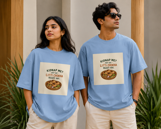 Unleavables Funny Quote T-Shirt – Litti Chokha Graphic Printed Oversized Cotton Tee