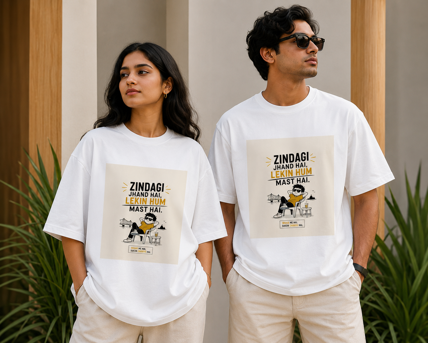 Unleavables Desi Confidence Quote Printed Oversized T-Shirt – 100% Cotton