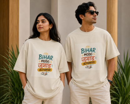 Unleavables Bihar Mode Activated Oversized T-Shirt – Graphic Print Everyday Cotton Tee